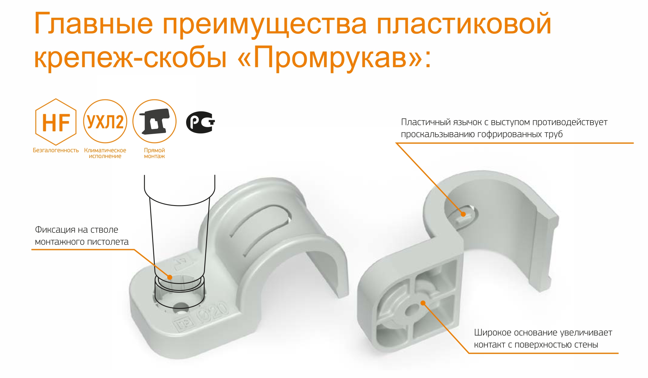 Новости от компании «Промрукав»! Новинка! Крепёж-скоба пластиковая  односторонняя для прямого монтажа